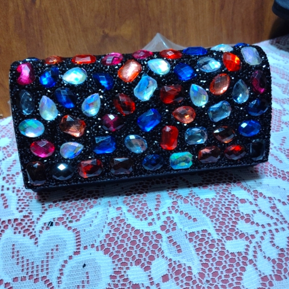 Jessica McClintock Black w/Stone Accent Handbag NWT